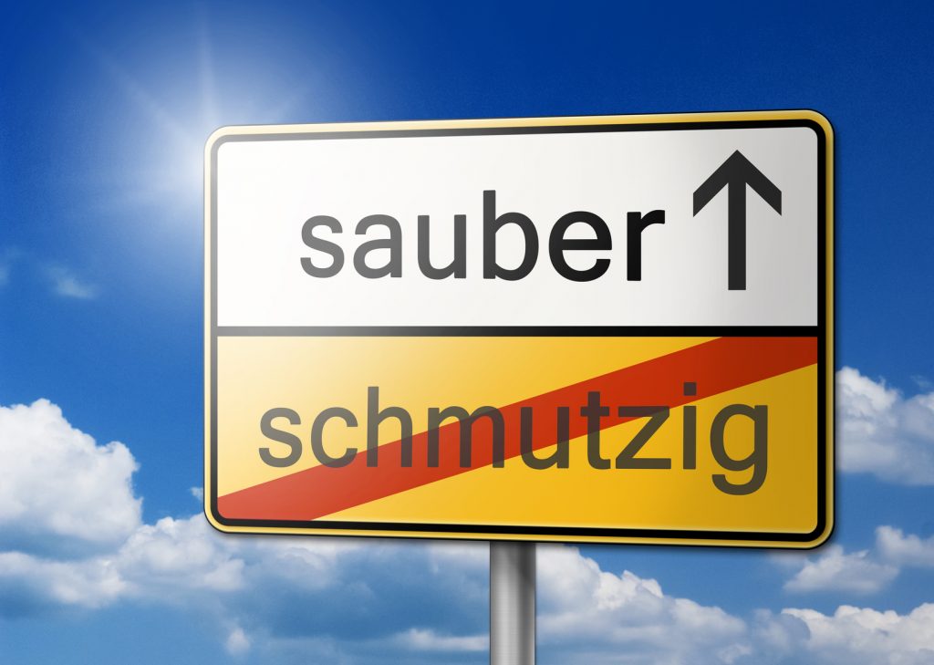 Sauber schmutzig Schild